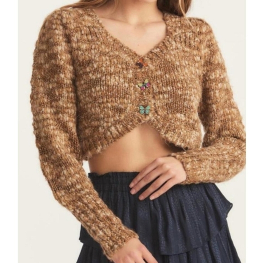 LOVESHACKFANCY SAUNDRIA CARDIGAN‎ BUTTERFLY BUTTONS XS